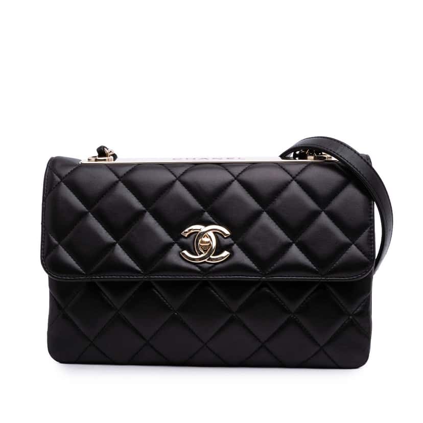 Chanel Quilted Lambskin Trendy CC Flap Black Leather Fair condition - Front View
