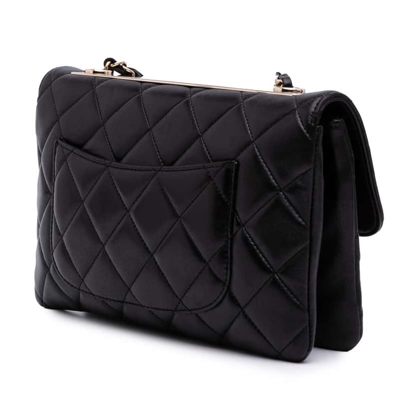Chanel Quilted Lambskin Trendy CC Flap Black Leather Fair condition - Back View