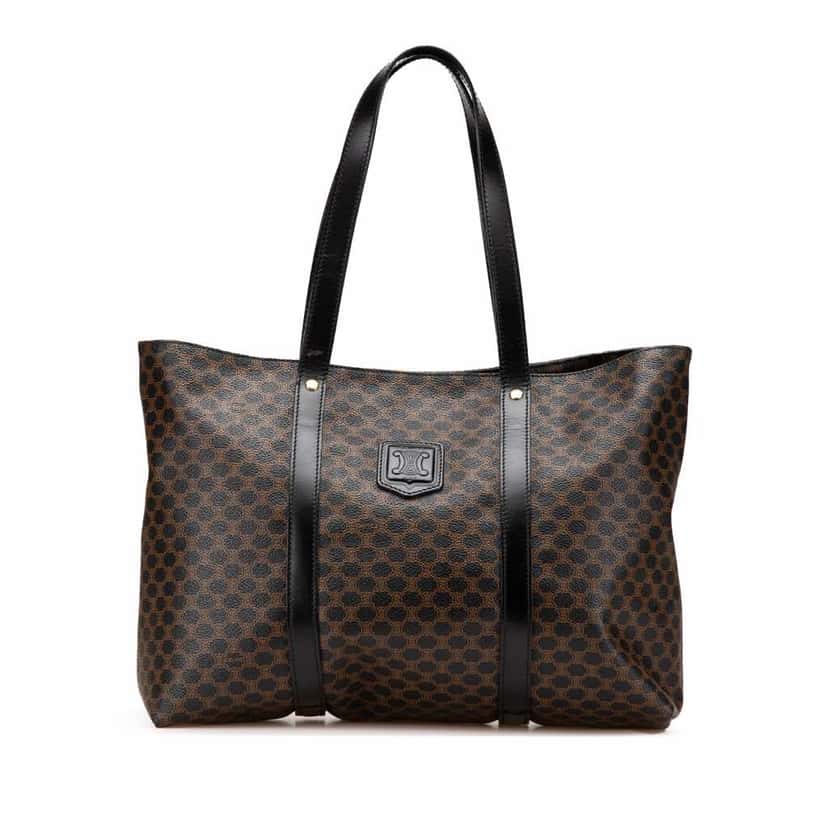 Celine Macadam Coated Canvas Tote Black Good condition - Front View