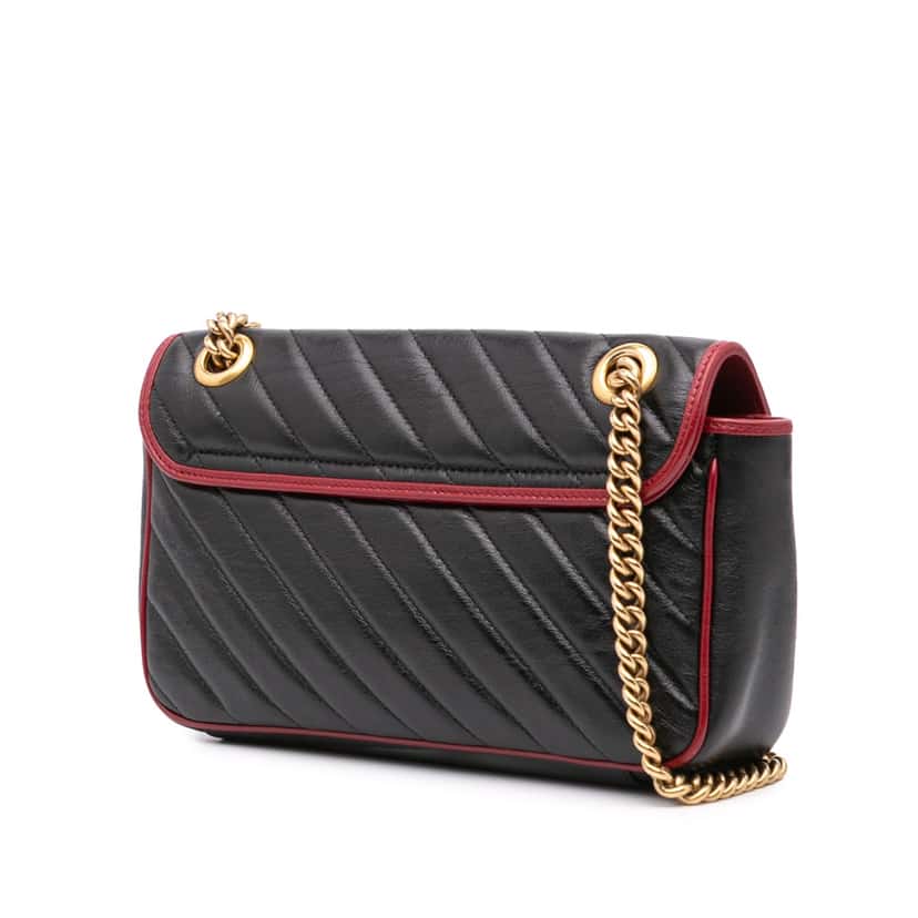 Gucci Small GG Marmont Matelasse Leather Torchon Flap Crossbody Black Leather Good condition - Back View