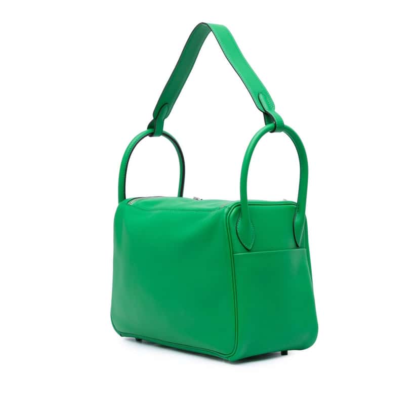Hermès Clemence Lindy 30 Green Leather Good condition - Back View