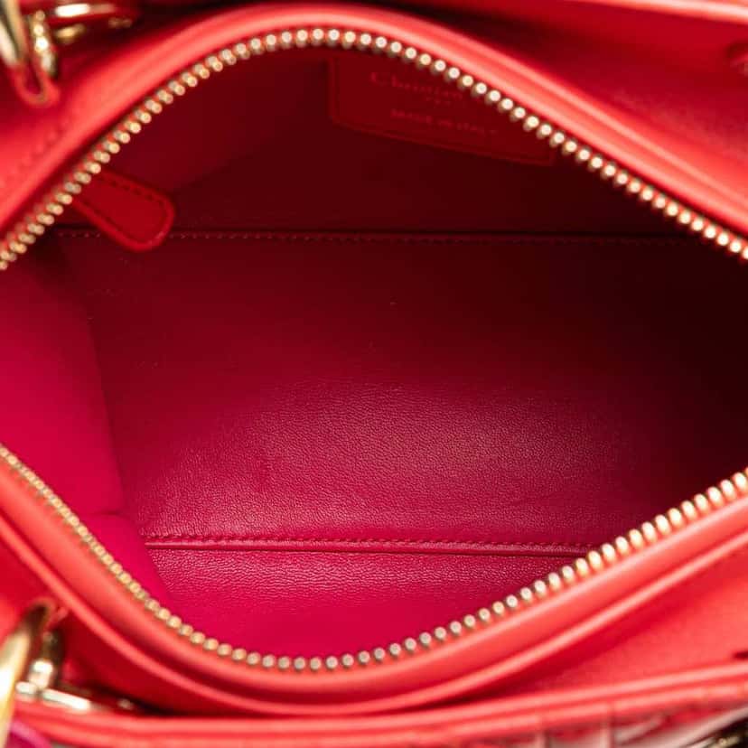 Dior Medium Bicolor Lambskin Cannage Lady Dior Red Leather Good condition - Model View