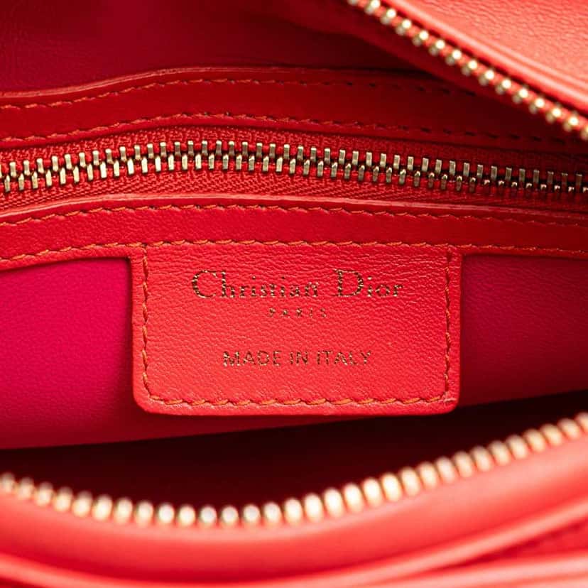 Dior Medium Bicolor Lambskin Cannage Lady Dior Red Leather Good condition - Box View