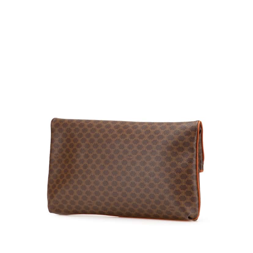 Celine Macadam Coated Canvas Clutch Brown Good condition - Back View
