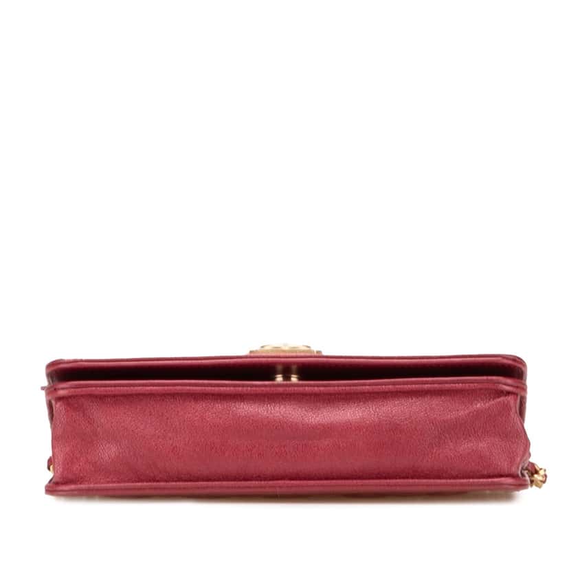 Chanel Quilted Caviar Boy Wallet on Chain Red Leather Good condition - Inside View