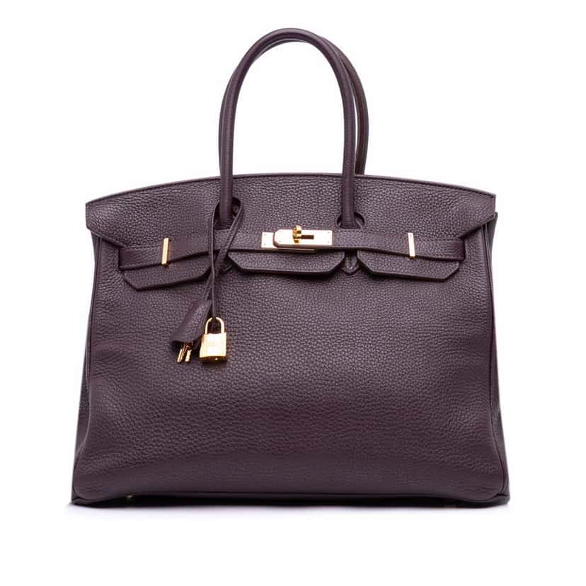 Hermès Togo Birkin Retourne 35 Purple Leather Good condition - Front View