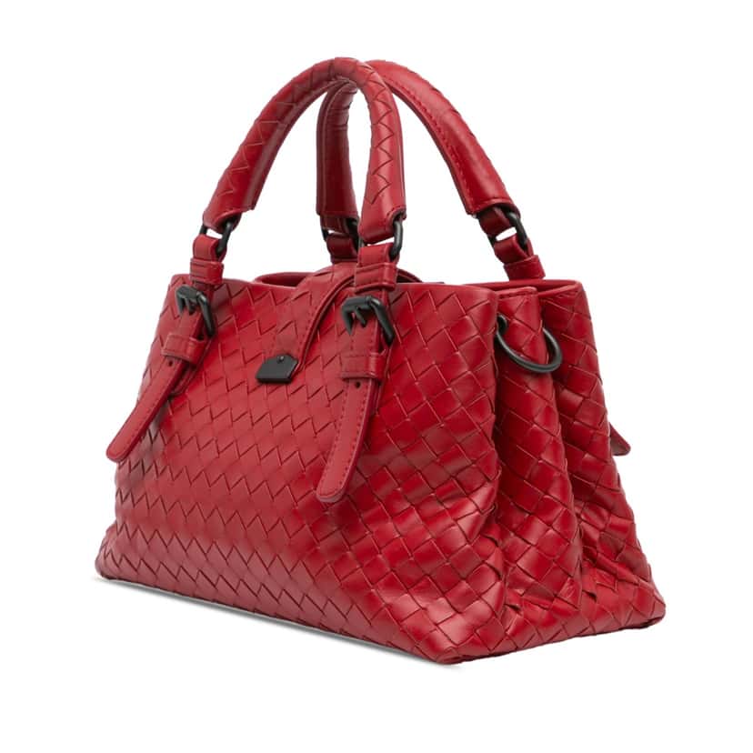 Bottega Veneta Mini Nappa Intrecciato Roma Satchel Red Leather Good condition - Back View