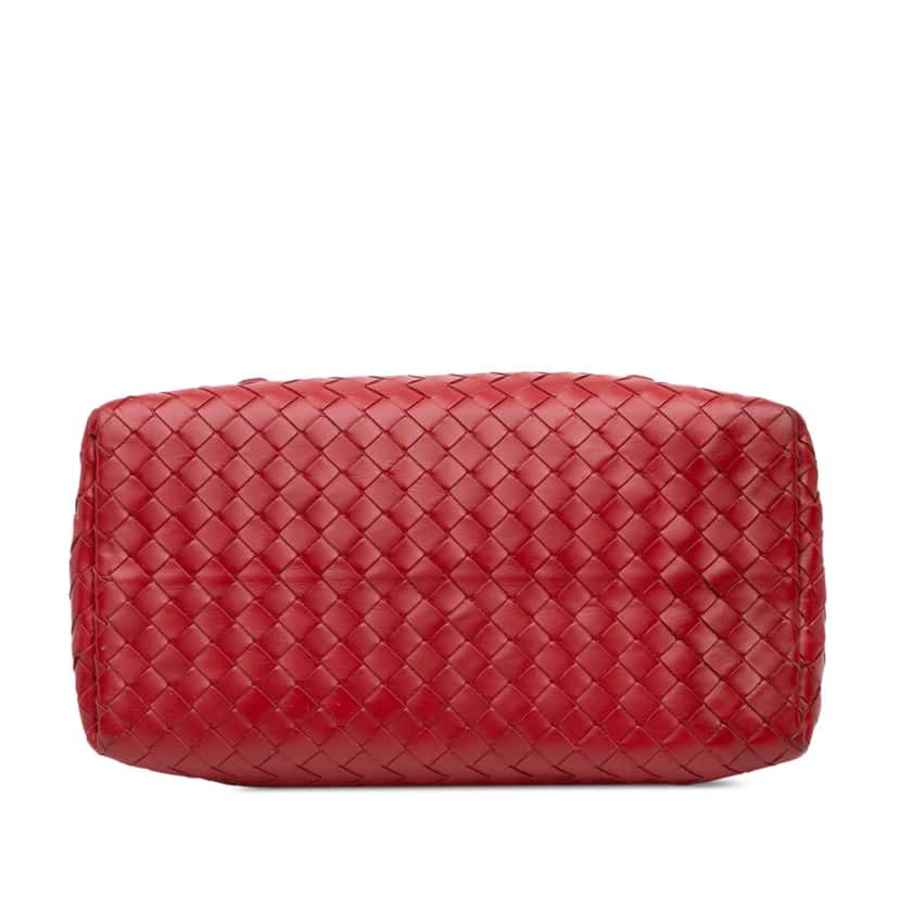 Bottega Veneta Mini Nappa Intrecciato Roma Satchel Red Leather Good condition - Inside View