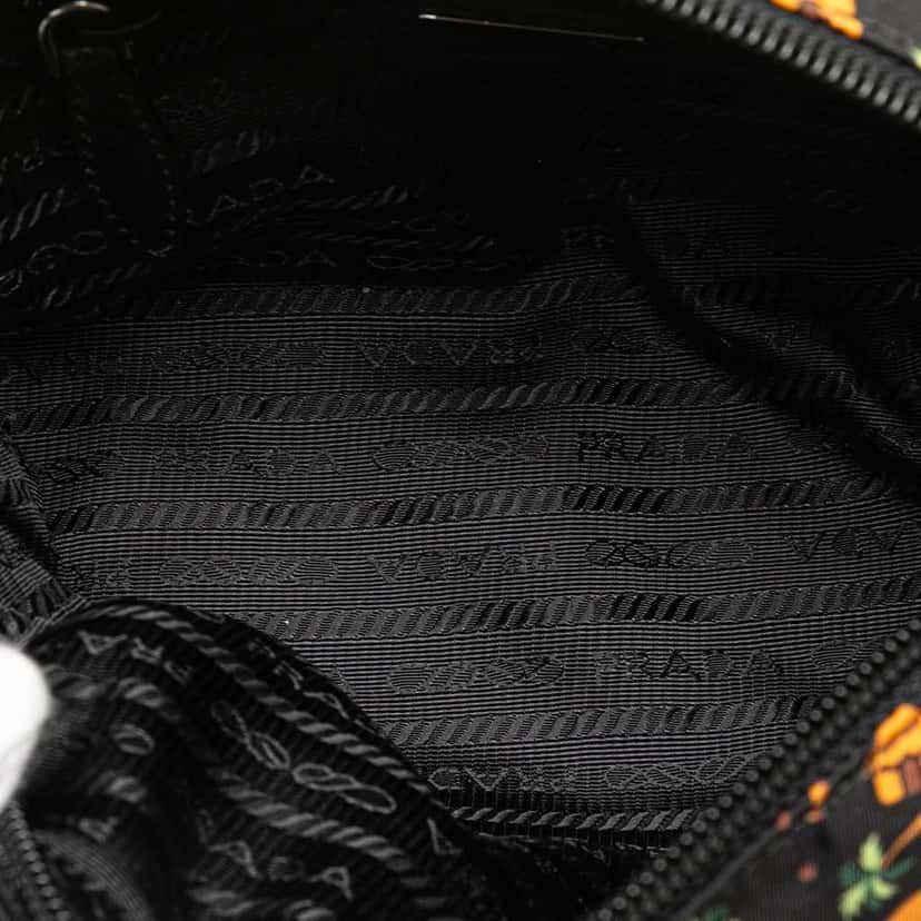 Prada Small Tessuto Saint Palm Cosmetic Pouch Black Very good condition - Model View