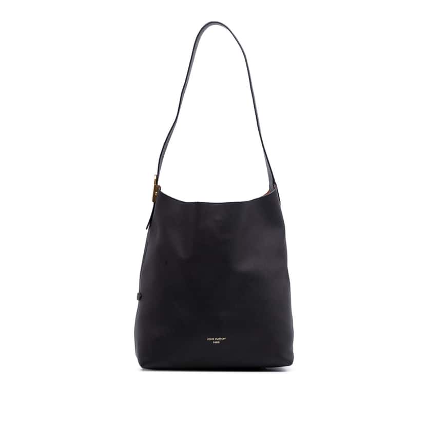 Louis Vuitton Grained Calfskin Low Key Hobo MM Black Leather Good condition - Front View