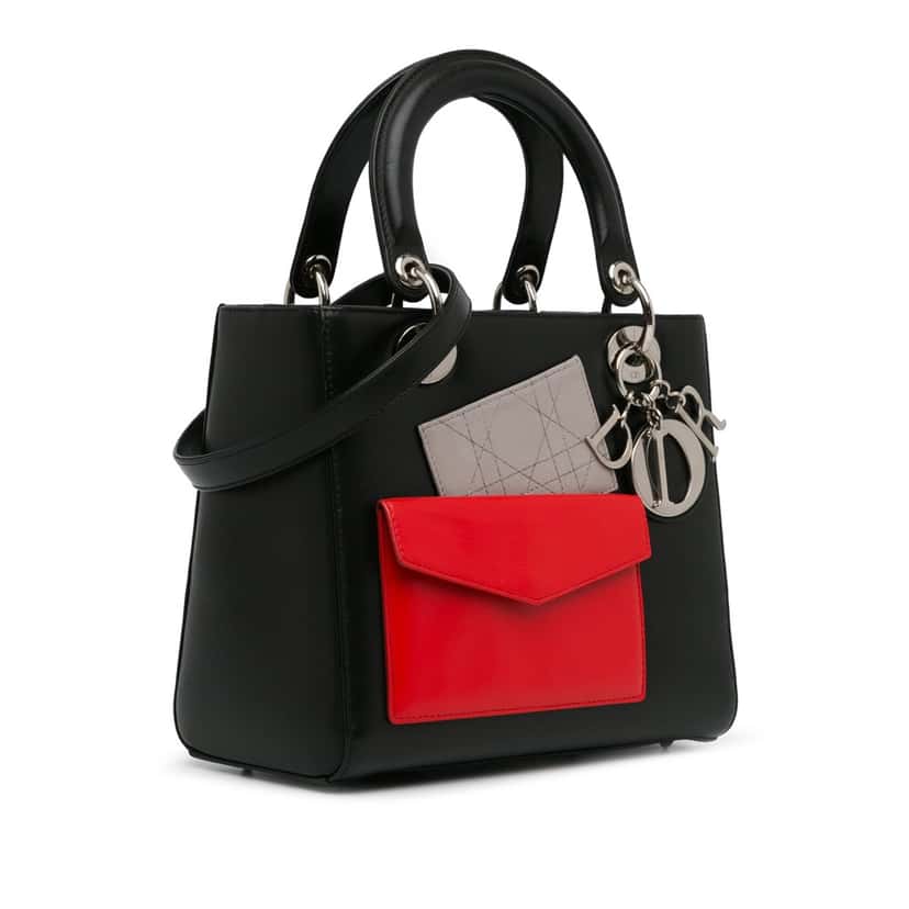 Dior Medium Calfskin Pockets Lady Dior Black Leather Good condition - Back View