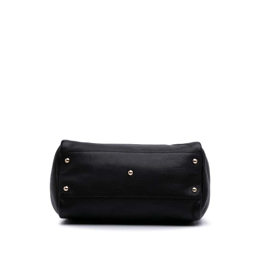 Gucci Medium Calfskin Bamboo Shopper Boston Bag Black Leather Good condition - Inside View