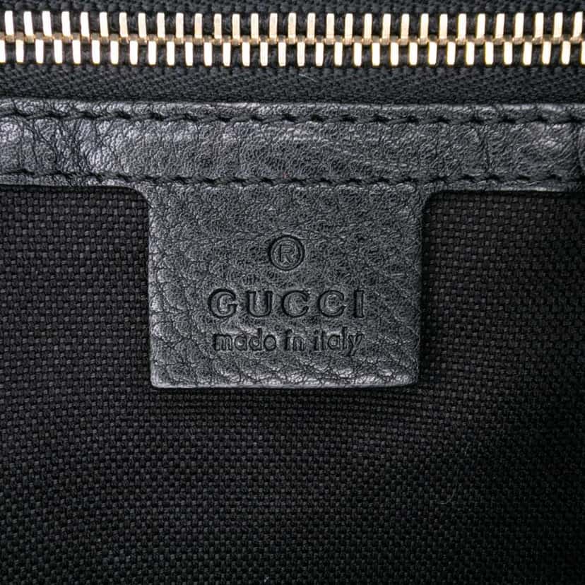 Gucci Medium Calfskin Bamboo Shopper Boston Bag Black Leather Good condition - Box View