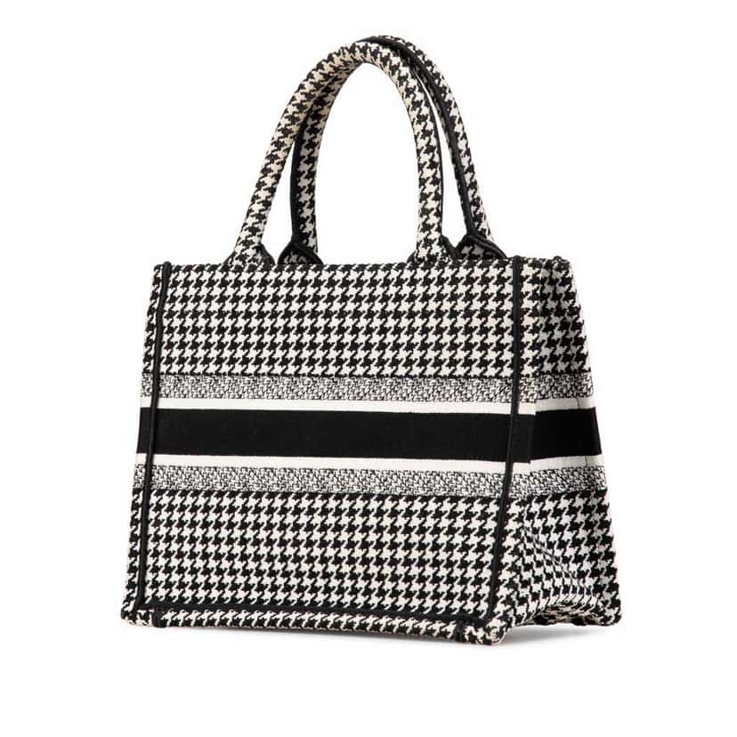 Dior Small Houndstooth Embroidered Book Tote Black Good condition - Back View