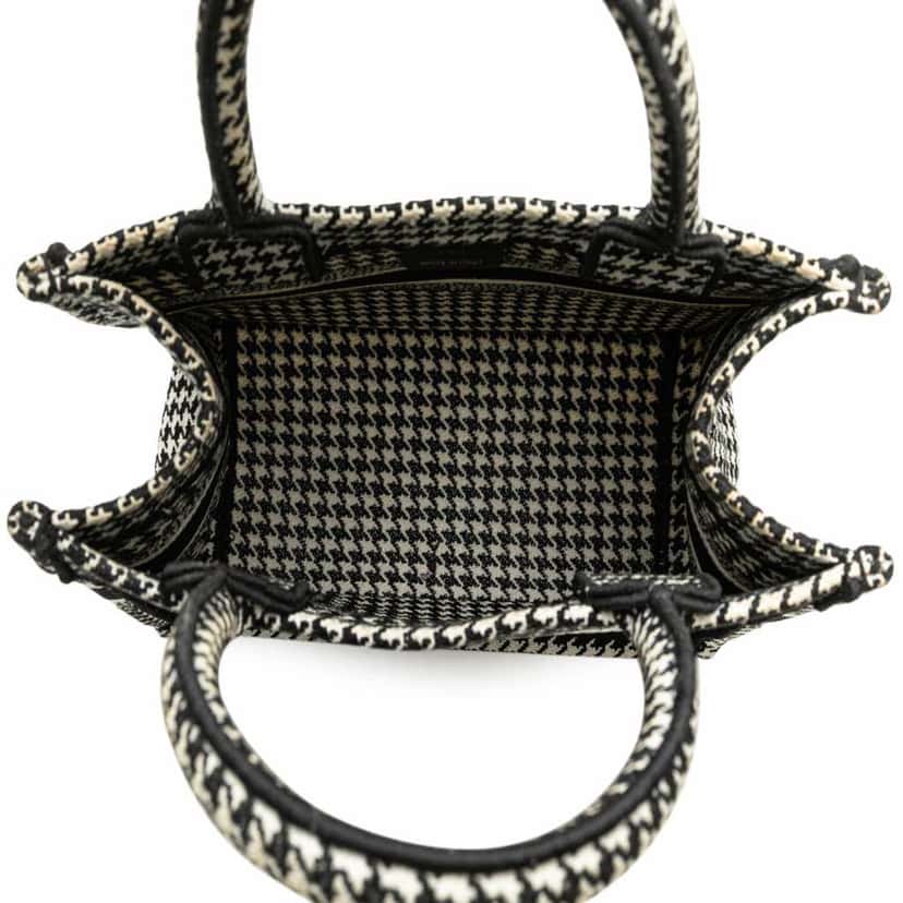 Dior Small Houndstooth Embroidered Book Tote Black Good condition - Model View