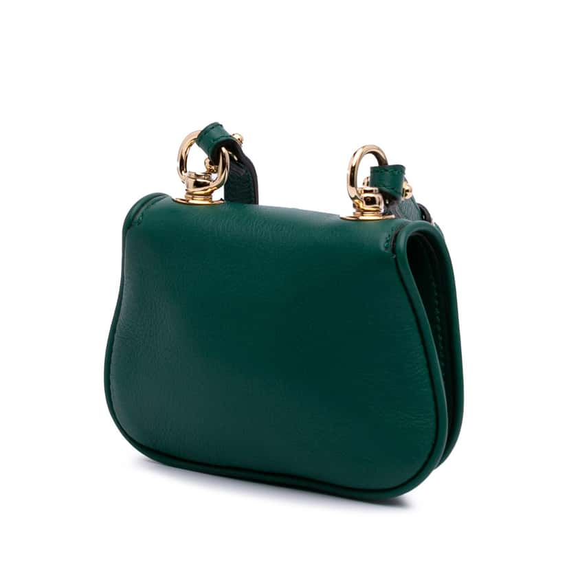 Gucci Textured Calfskin Blondie Card Case on Strap Green Leather Good condition - Back View