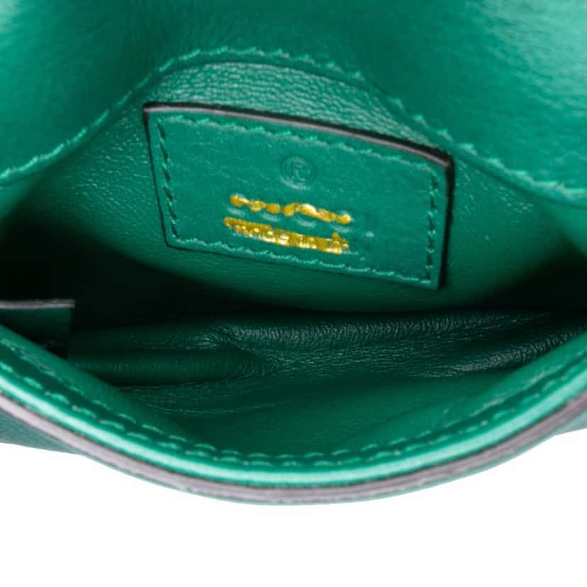 Gucci Textured Calfskin Blondie Card Case on Strap Green Leather Good condition - Box View