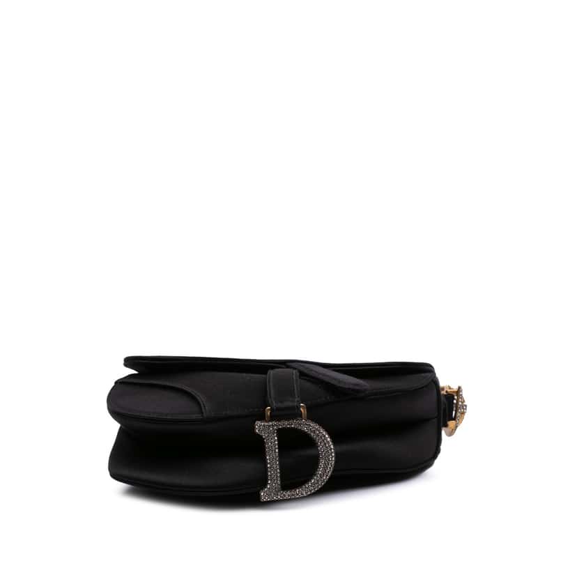 Dior Mini Satin Crystal Embellished Saddle Bag Black Good condition - Inside View