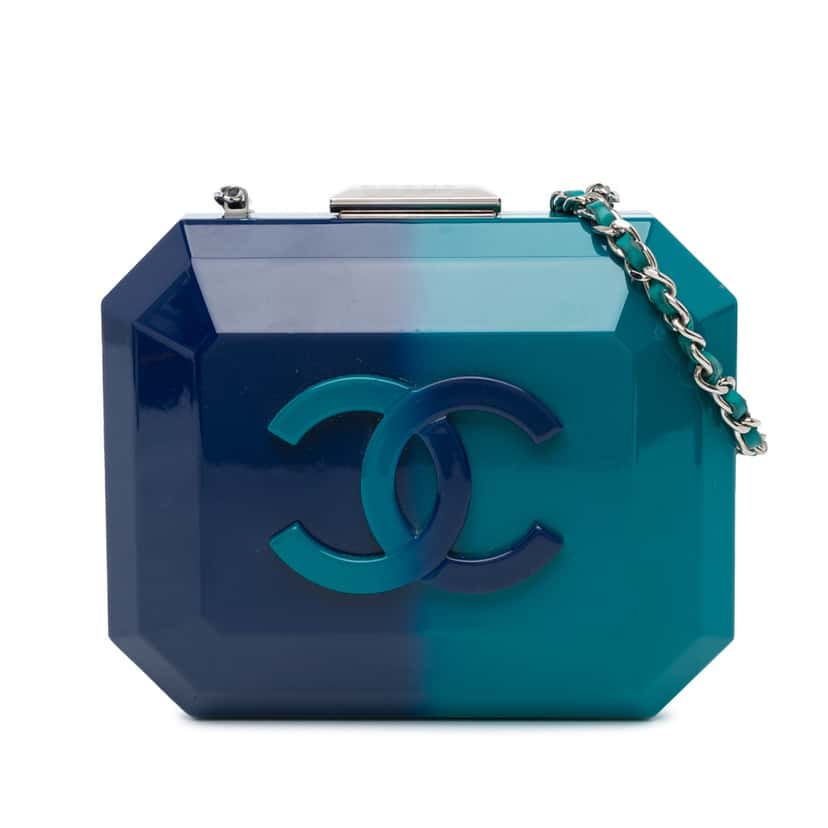 Chanel CC Ombre Acrylic Clutch on Chain Blue Plastic Good condition - Front View