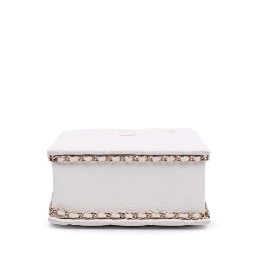 Chanel Mini Quilted Caviar Cut Out Evening Tote White Leather Good condition - Inside View