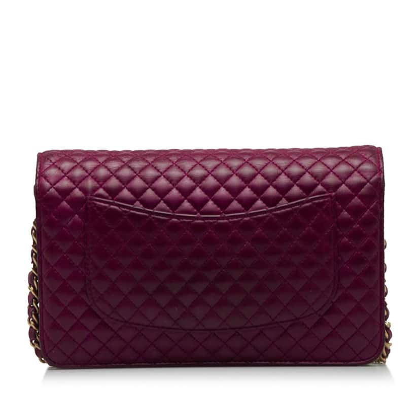 Chanel Camellia Wallet On Chain Purple Leather Good condition - Inside View