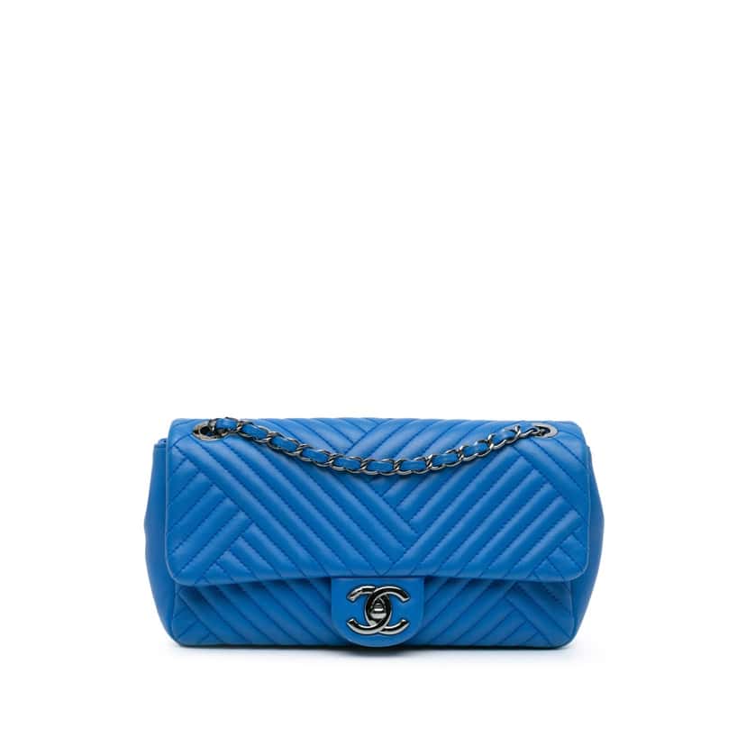 Chanel Medium Lambskin CC Crossing Flap Blue Leather Good condition - Front View