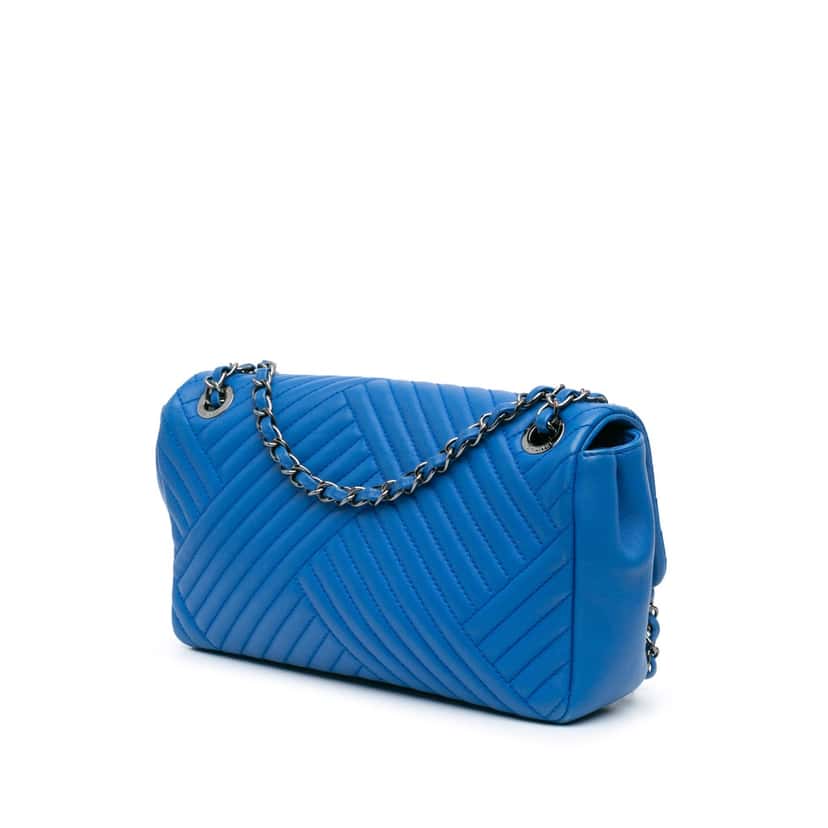 Chanel Medium Lambskin CC Crossing Flap Blue Leather Good condition - Back View