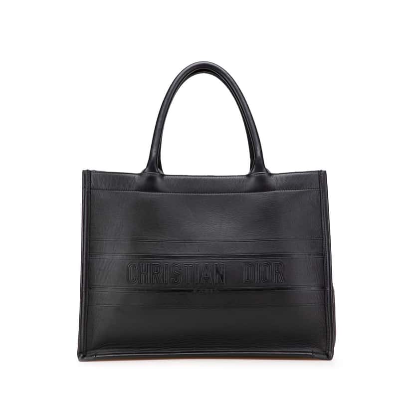 Dior Medium Embossed Leather Book Tote Black Leather Good condition - Front View
