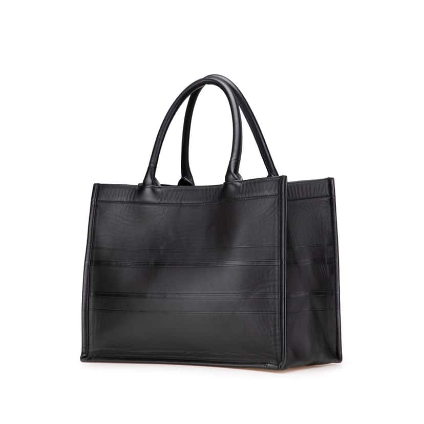 Dior Medium Embossed Leather Book Tote Black Leather Good condition - Back View