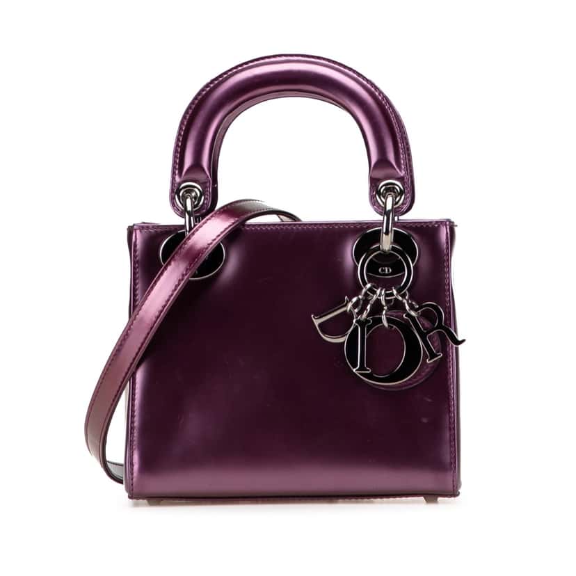 Dior Mini Patent Lady Dior Purple Leather Good condition - Front View