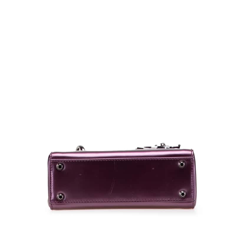 Dior Mini Patent Lady Dior Purple Leather Good condition - Inside View