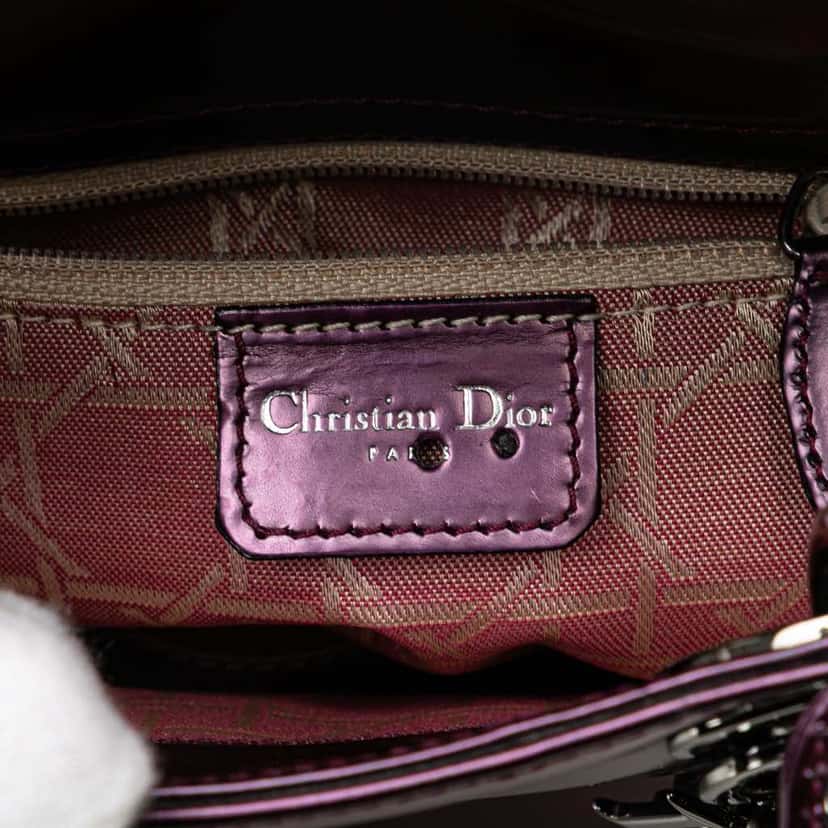 Dior Mini Patent Lady Dior Purple Leather Good condition - Box View