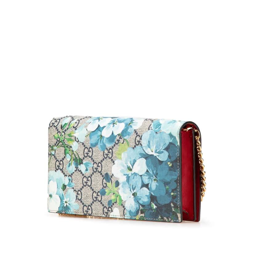 Gucci GG Supreme Blooms Wallet on Chain Brown Good condition - Back View