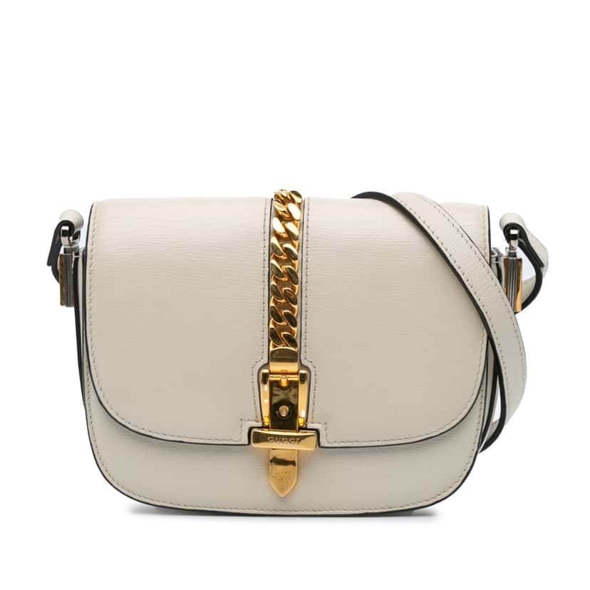 Gucci Mini Leather Sylvie 1969 Crossbody White Leather Good condition - Front View