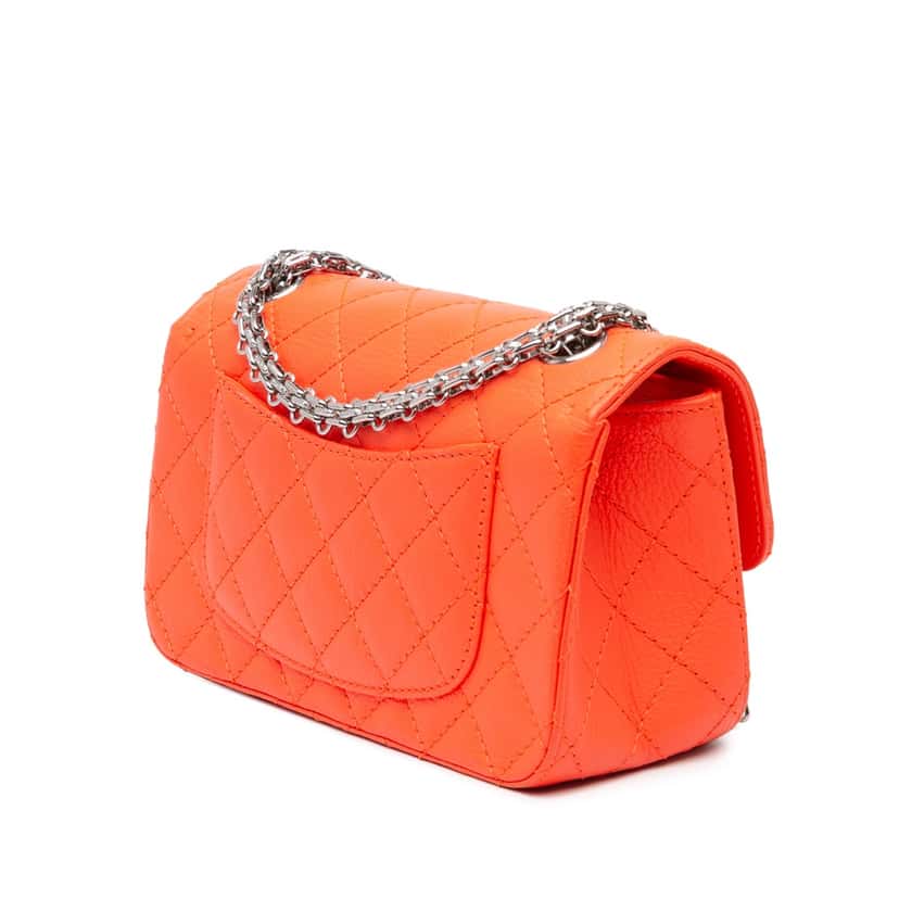 Chanel Mini Reissue 2.55 Quilted Goatskin Flap Orange Leather Good condition - Back View
