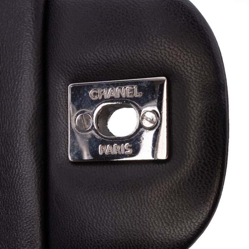 Chanel Jumbo Classic Lambskin Double Flap Black Leather Fair condition - Box View