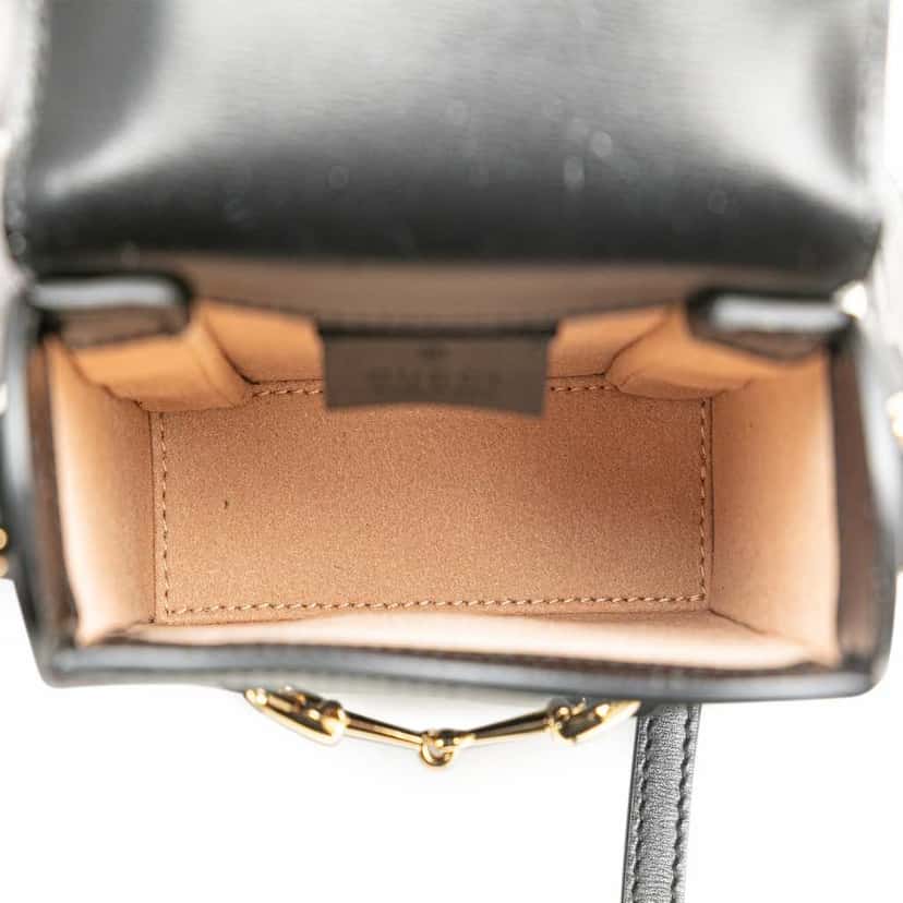 Gucci Mini Leather Horsebit 1955 Crossbody Black Leather Good condition - Model View