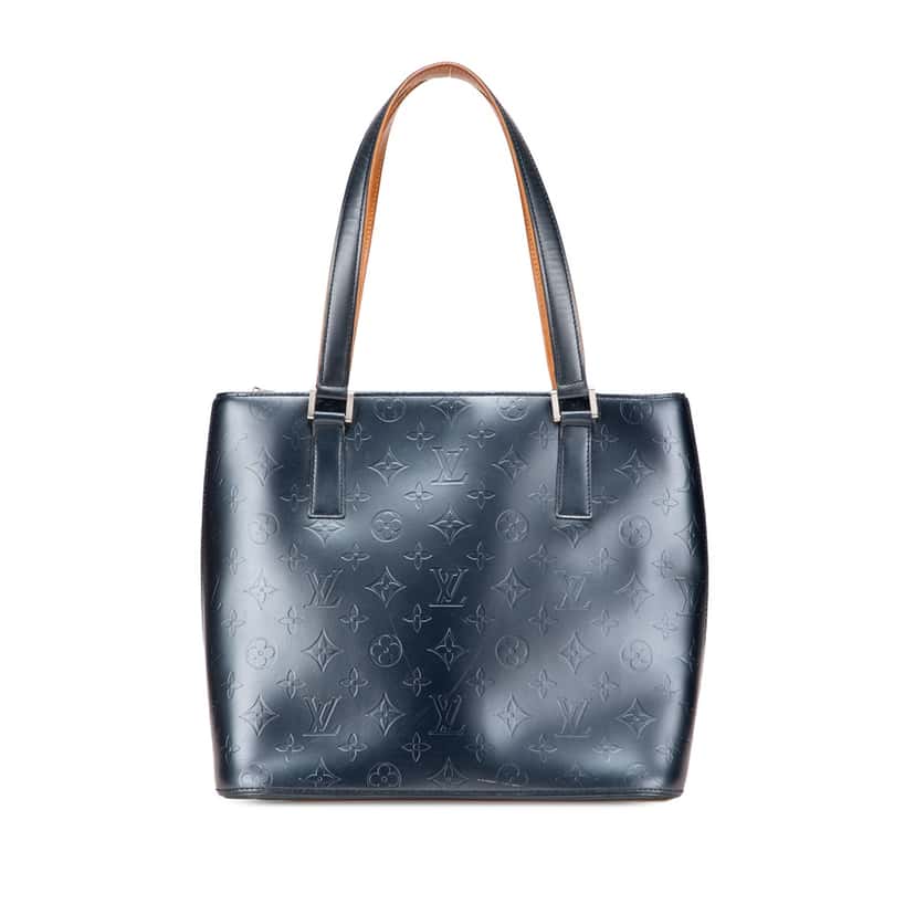 Louis Vuitton Monogram Mat Stockton Blue Leather Good condition - Front View