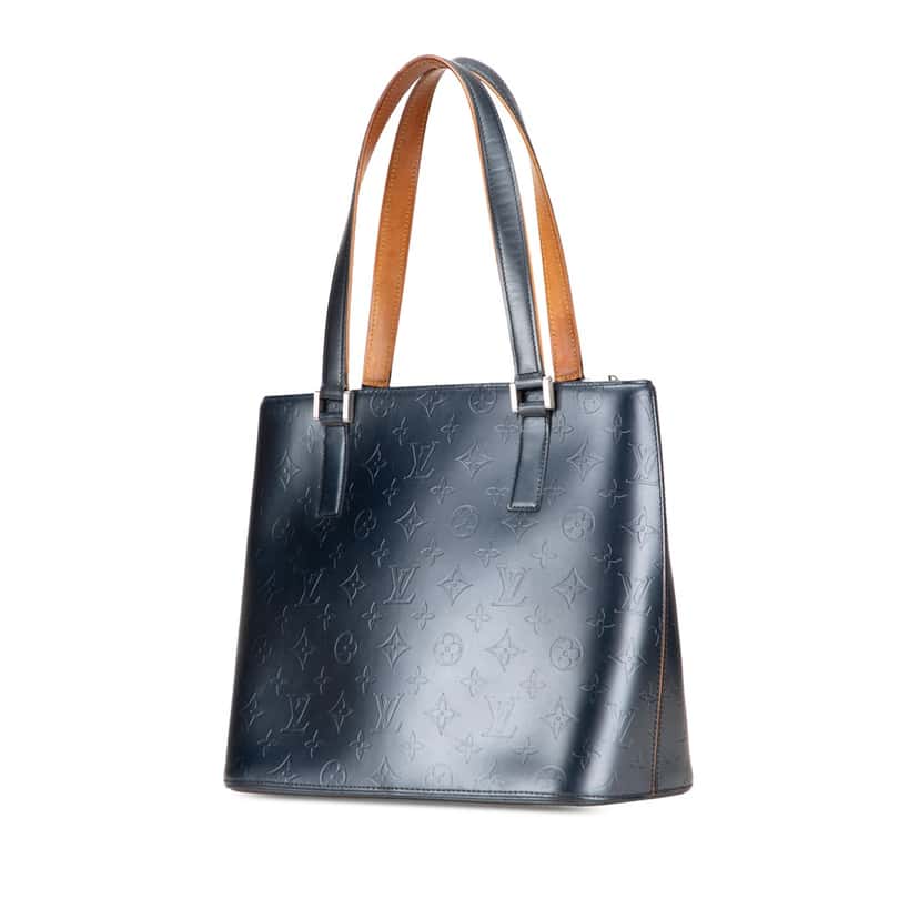 Louis Vuitton Monogram Mat Stockton Blue Leather Good condition - Back View