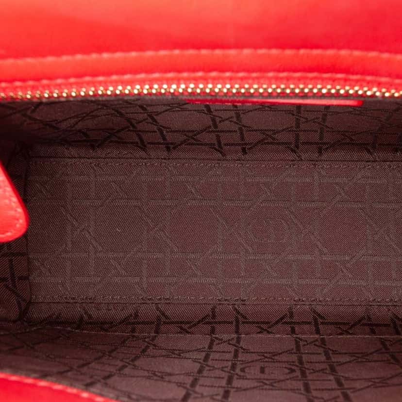 Dior Small Lambskin Cannage My ABCDior Lady Dior Red Leather Good condition - Model View