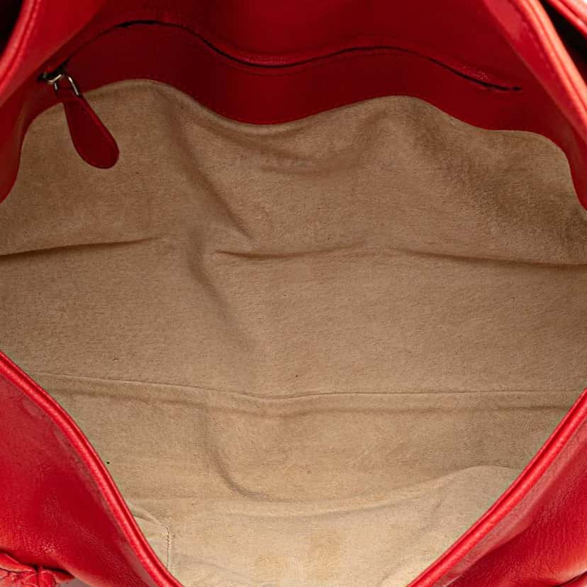 Bottega Veneta Leather Intrecciato Top Handle Bag Red Leather Good condition - Model View