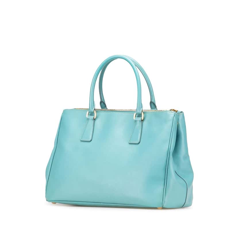 Prada Large Saffiano Lux Galleria Double Zip Satchel Blue Leather Good condition - Back View