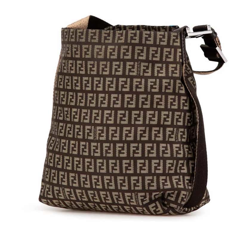 Fendi Zucchino Canvas Crossbody Brown Good condition - Back View