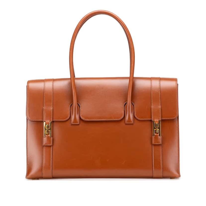 Hermès Box Calf Drag 37 Handbag Brown Leather Good condition - Front View