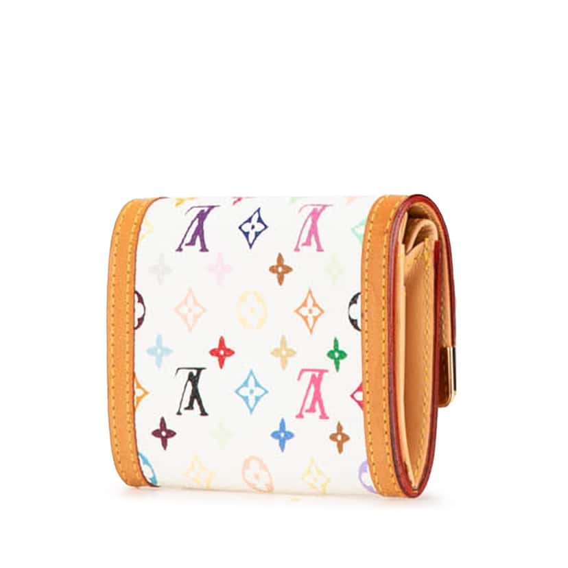 Louis Vuitton Monogram Multicolore Porte Monnaie Plat White Canvas Good condition - Back View