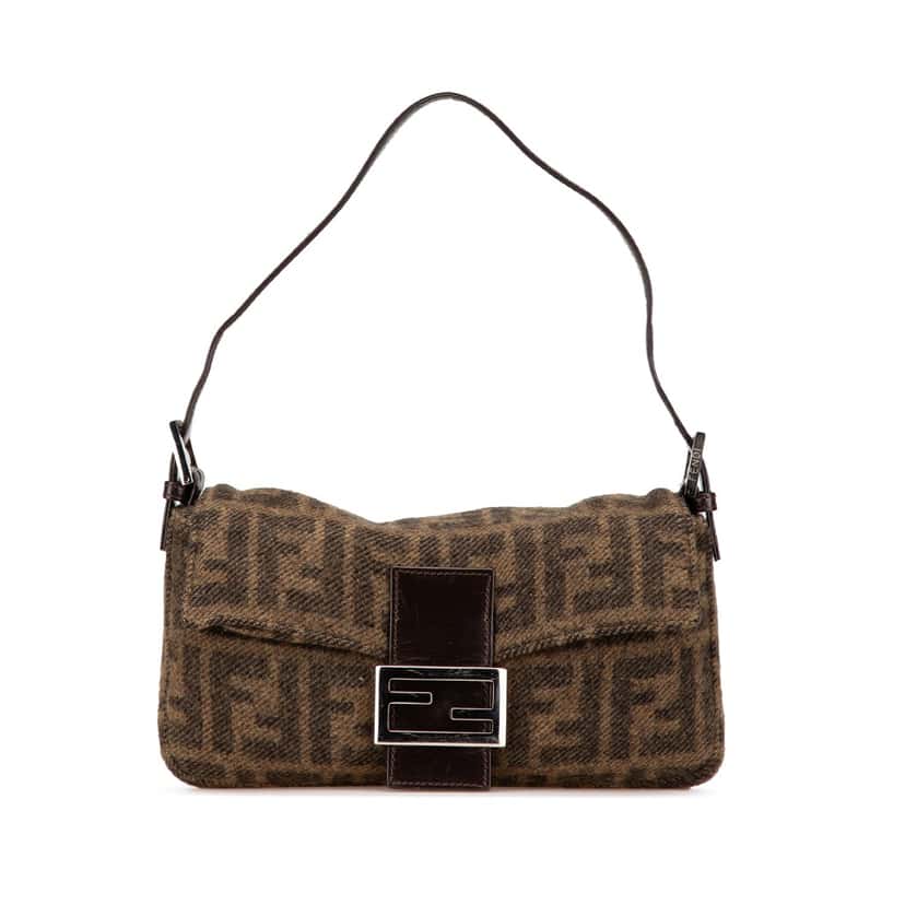 Fendi Mini Zucca Wool Baguette Brown Good condition - Front View