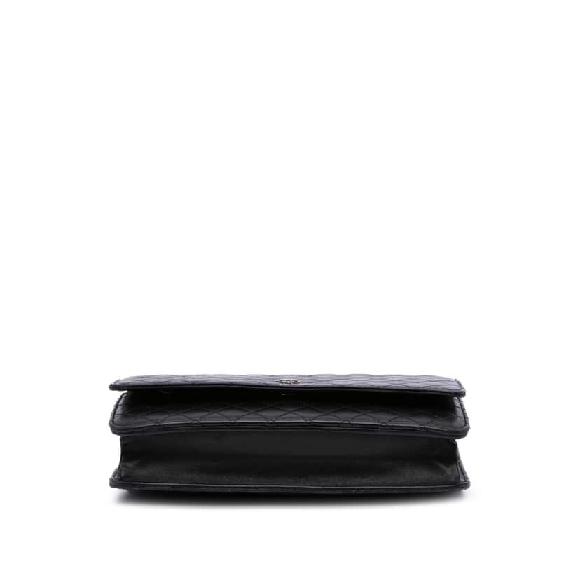 Chanel CC Quilted Lambskin Wallet On Chain Black Leather Good condition - Inside View