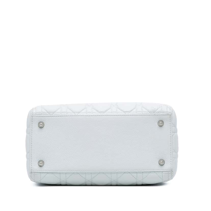 Dior Medium Calfskin Cannage Lady Dior White Leather Good condition - Inside View