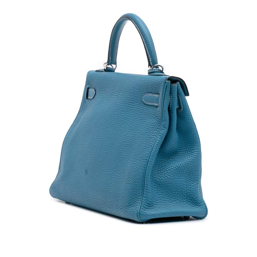 Hermès Togo Kelly II Retourne 32 Blue Leather Good condition - Back View