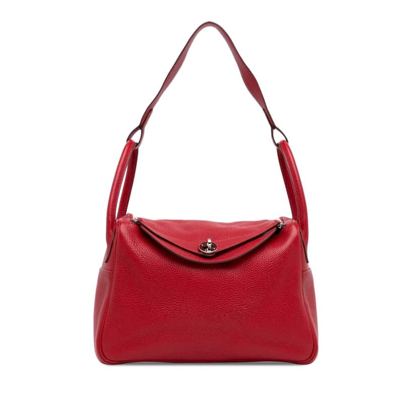 Hermès Clemence Lindy 30 Red Leather Good condition - Front View